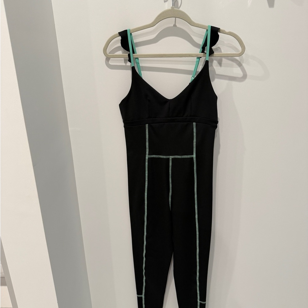 Pitusa x Mimi Yoga Black Jumpsuit with Green Accents